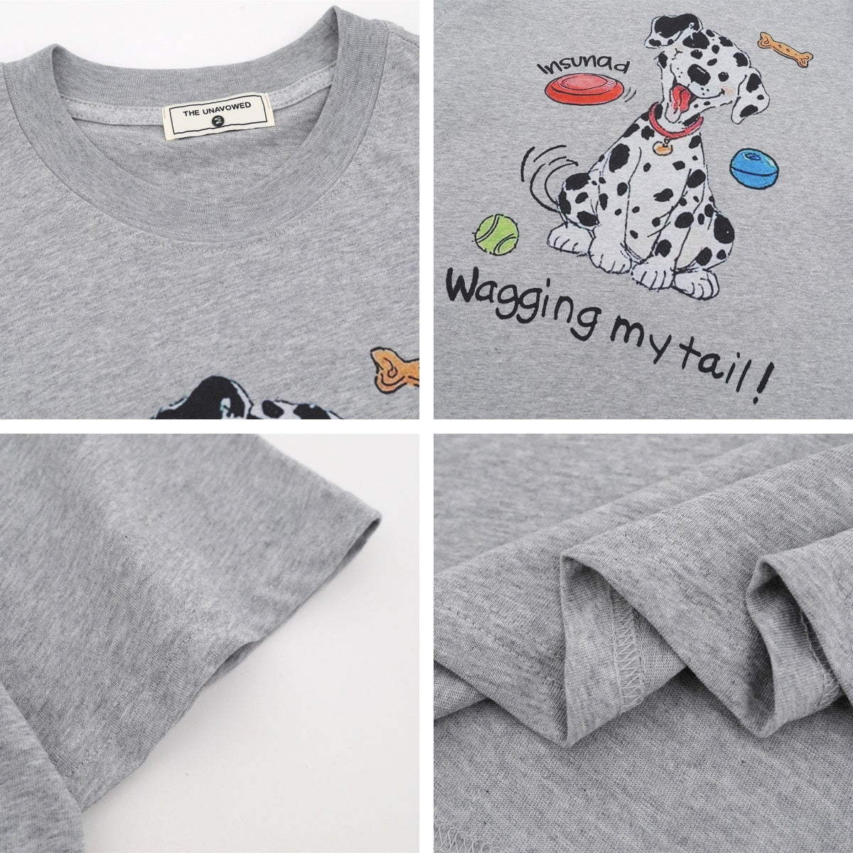 Man wearing gray dog print short sleeve t-shirt in casual summer streetwear style, lifestyle shot | TeenStylo