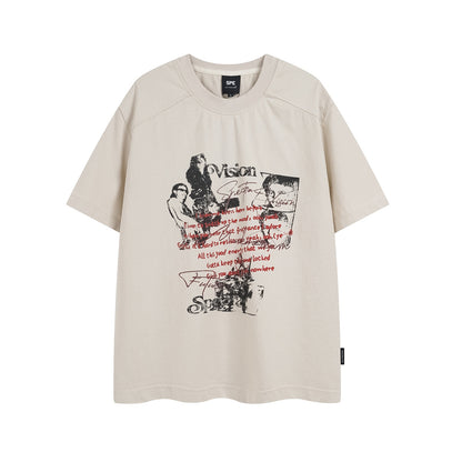 Apricot vintage washed pure cotton unisex short sleeve t-shirt front view – TeenStylo