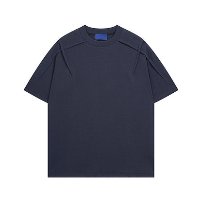 Dark blue men's regular fit short sleeve casual summer T-shirt front view – TeenStylo