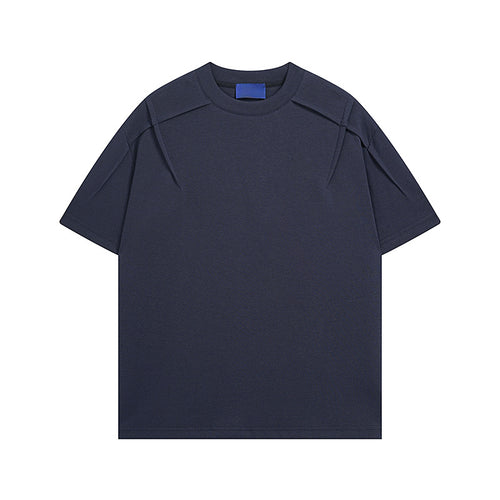 Dark blue men's regular fit short sleeve casual summer T-shirt front view – TeenStylo