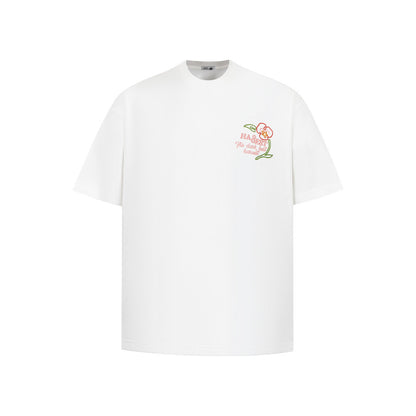 Black floral letter embroidery short sleeve shirt back view for men – Design Sense style at TeenStylo