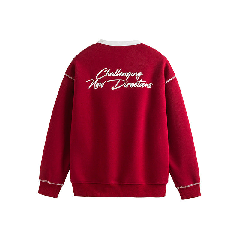 Wine red men's embroidered sweatshirt front view - TeenStylo