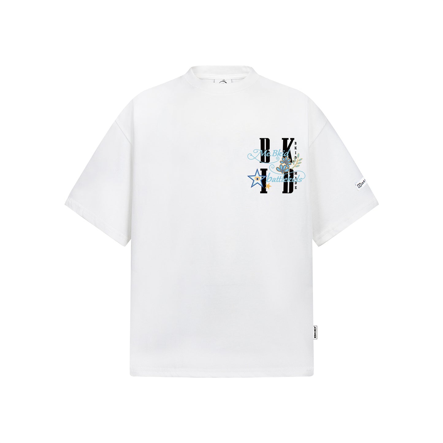 Back view black unisex T-shirt with gold line embroidery and shiny powder detail - TeenStylo