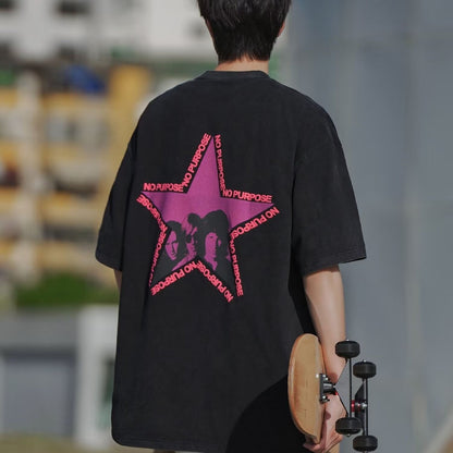 Black men's streetwear short sleeve T-shirt back view by TeenStylo