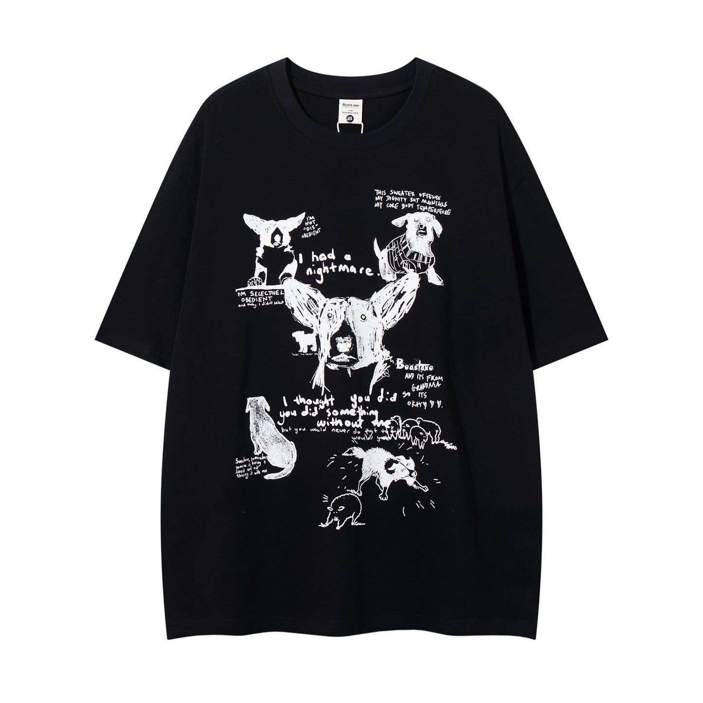 Black letter print cotton streetwear T-shirt men's lifestyle shot | TeenStylo