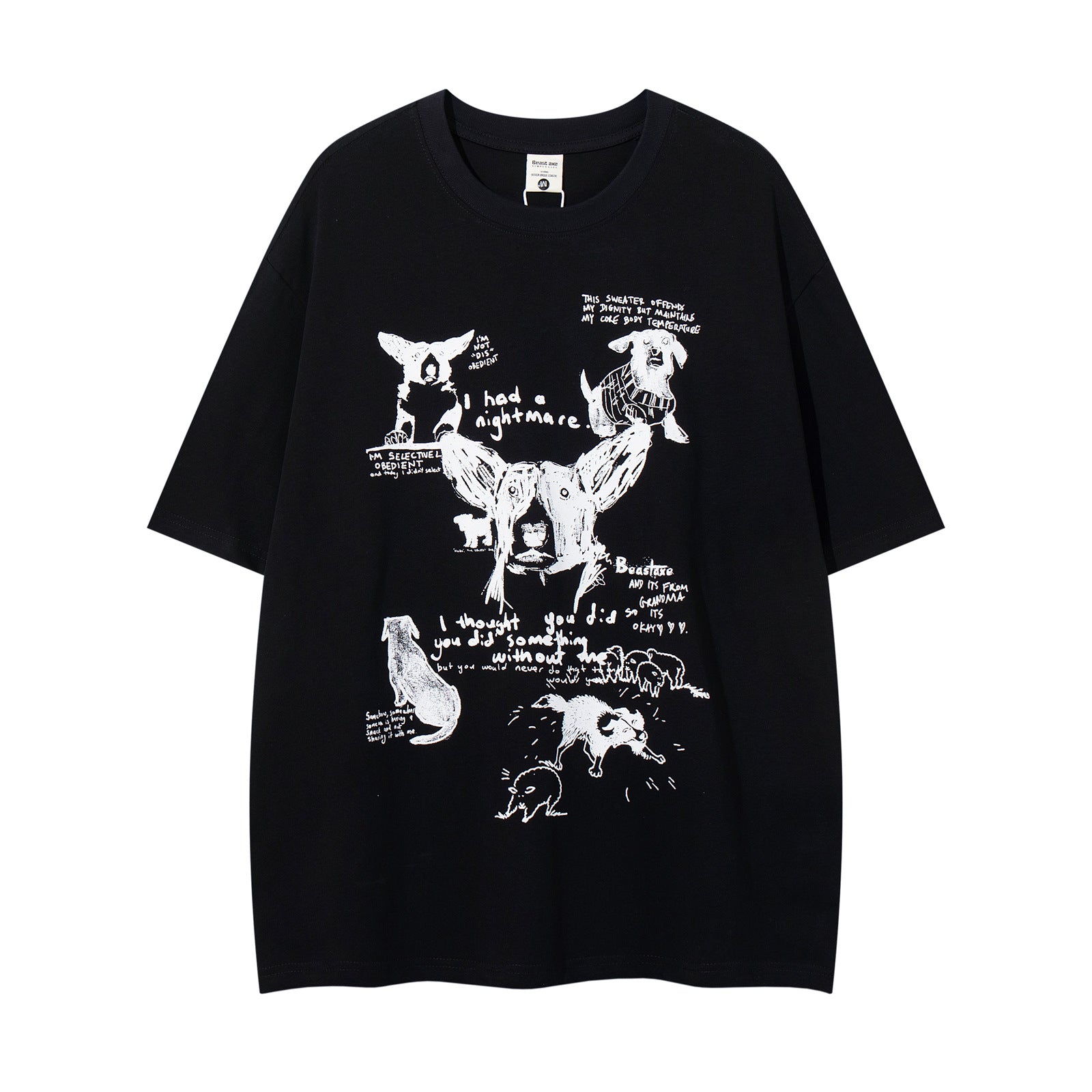Black letter print cotton streetwear T-shirt men's lifestyle shot | TeenStylo