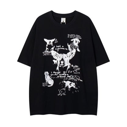 Black letter print cotton streetwear T-shirt men's lifestyle shot | TeenStylo