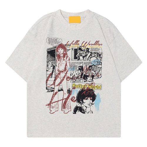 Black unisex oversized graffiti print short sleeve t-shirt loose fit streetwear front view | TeenStylo
