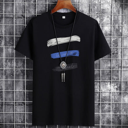 Blue anime gothic men's fashion T-shirt streetwear summer style lifestyle shot - TeenStylo