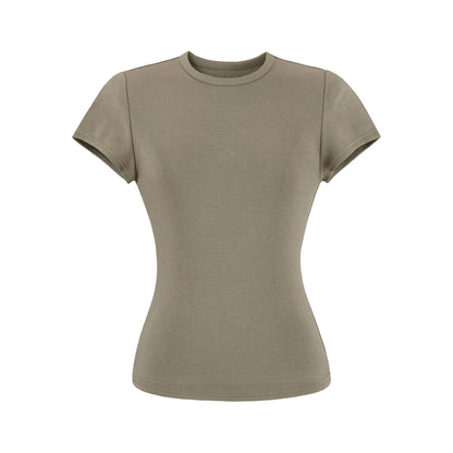 Gray unisex round neck short sleeve T-shirt women's streetwear style - TeenStylo