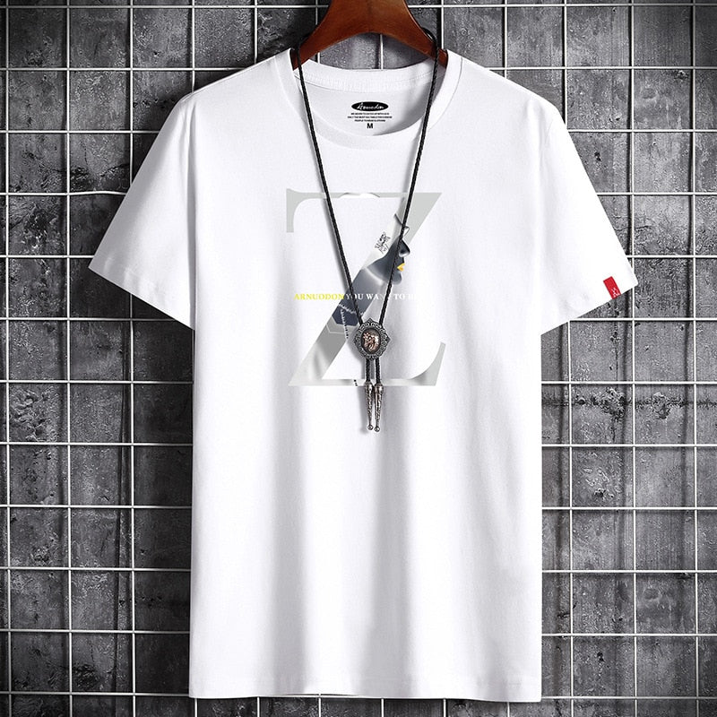 Sky blue men's anime gothic T-shirt front view, Harajuku streetwear summer fashion - TeenStylo