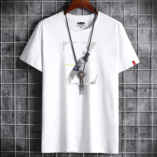 Sky blue men's anime gothic T-shirt front view, Harajuku streetwear summer fashion - TeenStylo