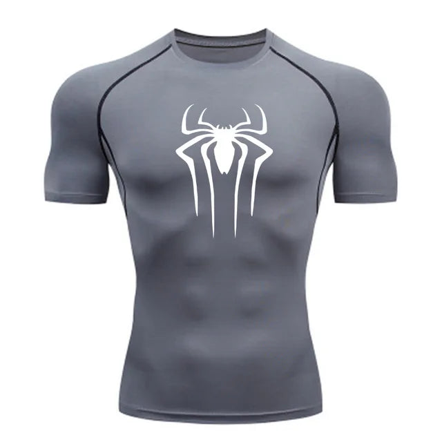 Unisex superhero compression gym shirt in color 7, fitness sport streetwear style, lifestyle view – TeenStylo