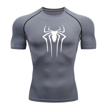 Unisex superhero compression gym shirt in color 7, fitness sport streetwear style, lifestyle view – TeenStylo