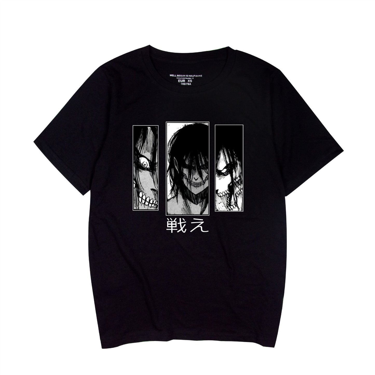 Red unisex Attack on Titan graphic printed T-shirt anime streetwear fashion front view at TeenStylo
