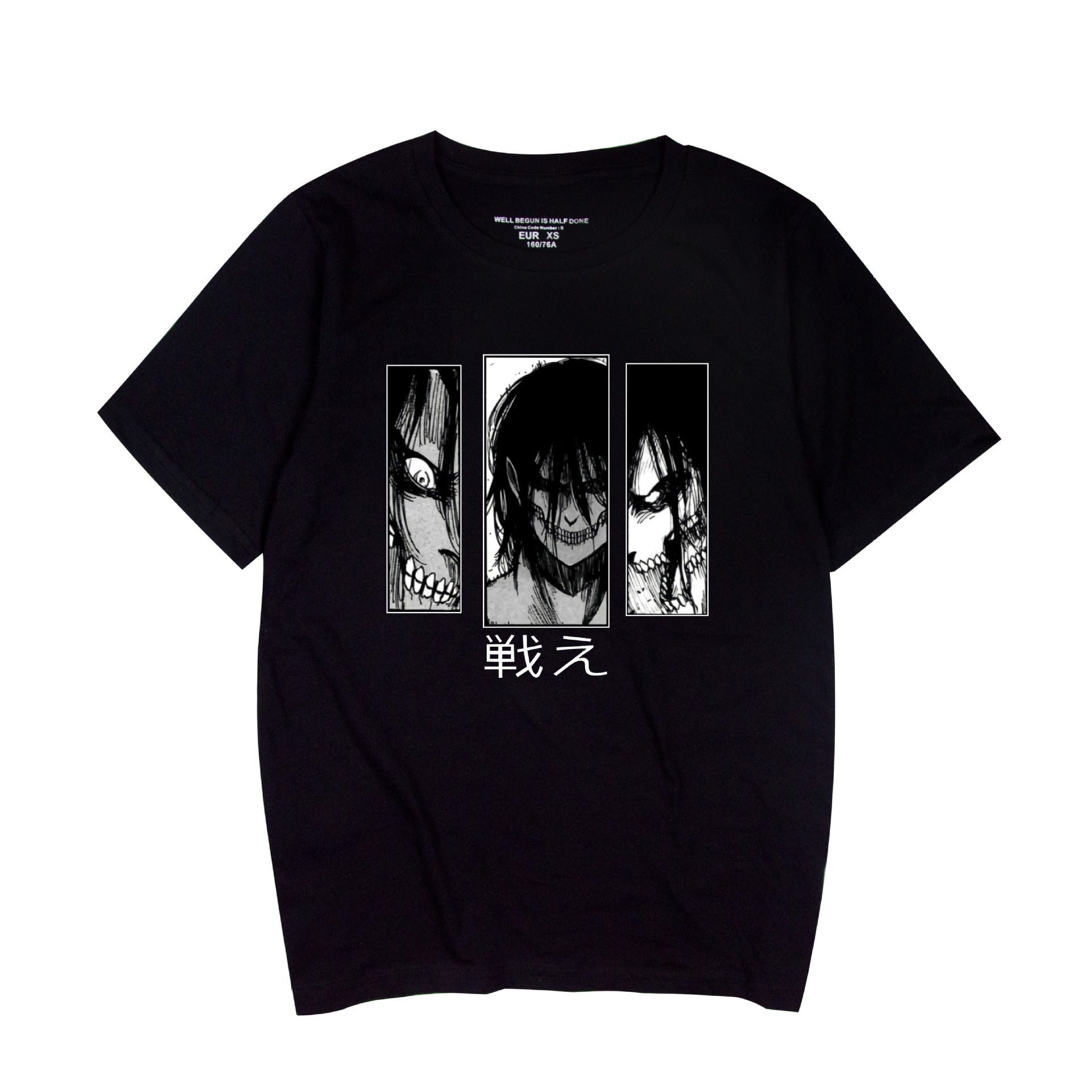 Red unisex Attack on Titan graphic printed T-shirt anime streetwear fashion front view at TeenStylo