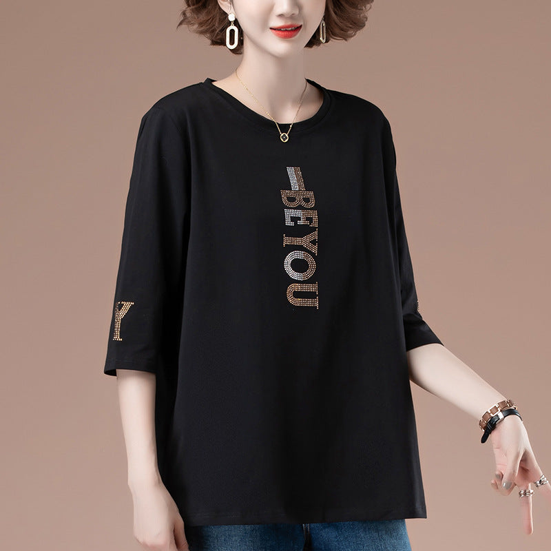 Black loose seven quarter sleeve unisex T-shirt lifestyle wear - TeenStylo