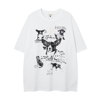 Red letter print pure cotton short sleeve t-shirt men's lifestyle streetwear style TeenStylo