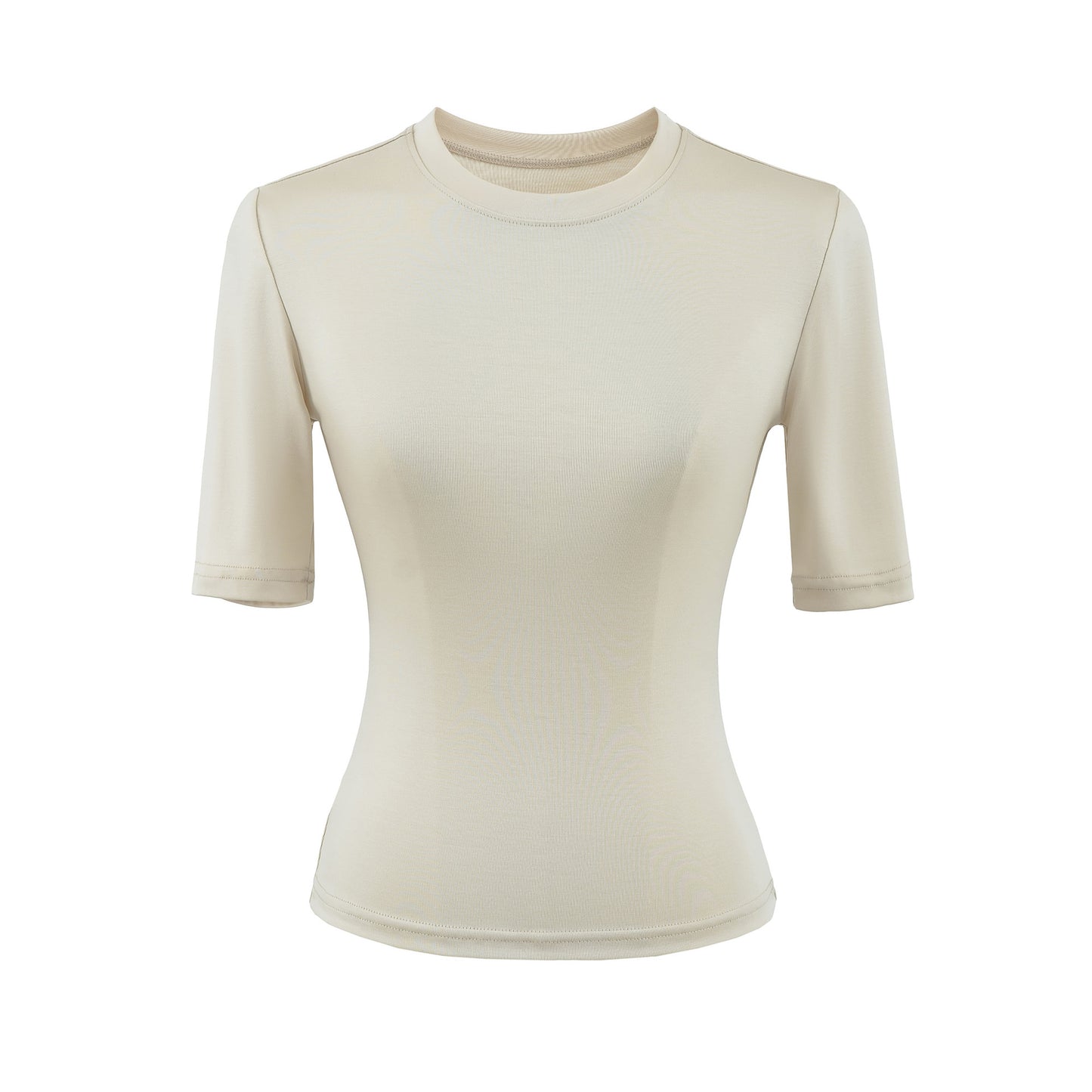 Navy blue women's round neck mid sleeve T-shirt front view | TeenStylo