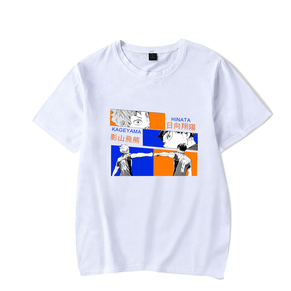 Unisex broken white Haikyuu printed streetwear tee lifestyle shot, casual anime fashion style - TeenStylo