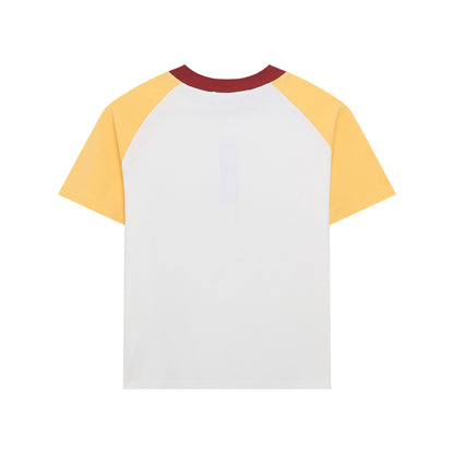 White women's slimming short sleeve T-shirt back view - Y2K streetwear style | TeenStylo