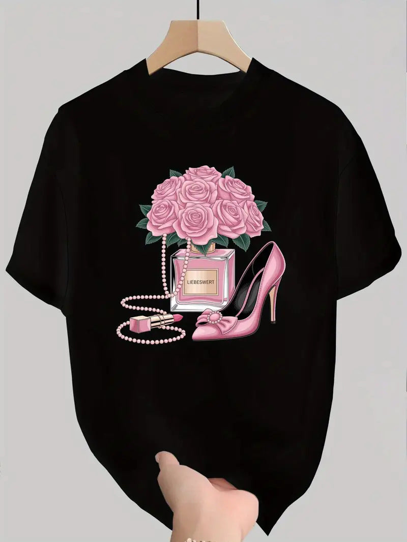 Unisex printed short sleeve T-shirt in B1 lifestyle view, Y2K streetwear style – TeenStylo