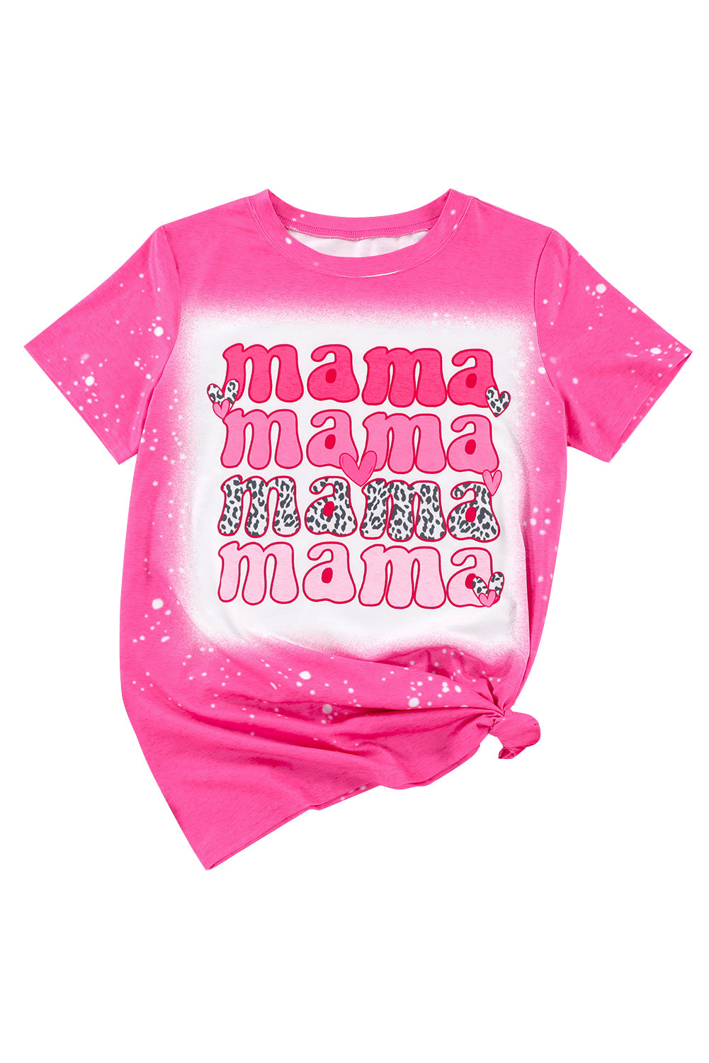 Rose tie dye graphic tee with Mama letter print in pink hues, unisex streetwear style | TeenStylo