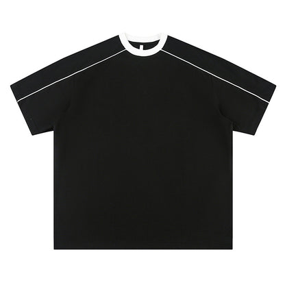Pink unisex loose short sleeve t-shirt back view, Y2K streetwear summer style | TeenStylo
