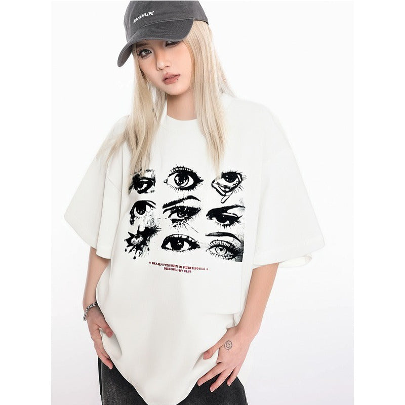 Black unisex loose couple short sleeve t-shirt back view streetwear style | TeenStylo