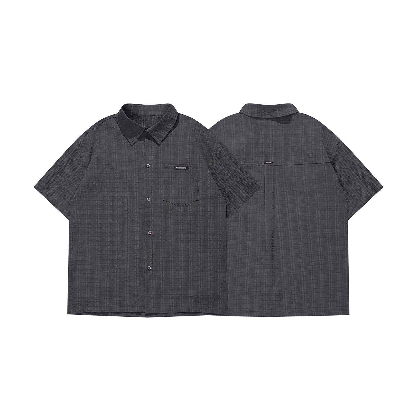 Gray striped men's pocket label shirt lifestyle look – TeenStylo