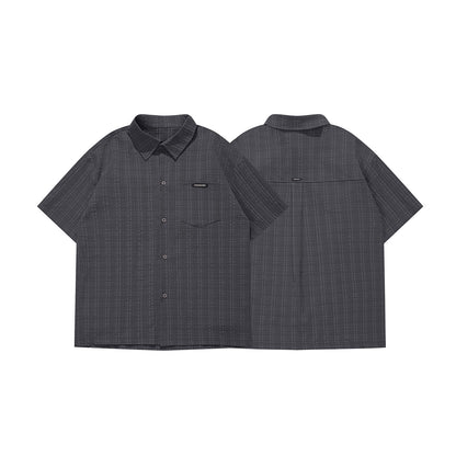 Gray striped men's pocket label shirt lifestyle look – TeenStylo