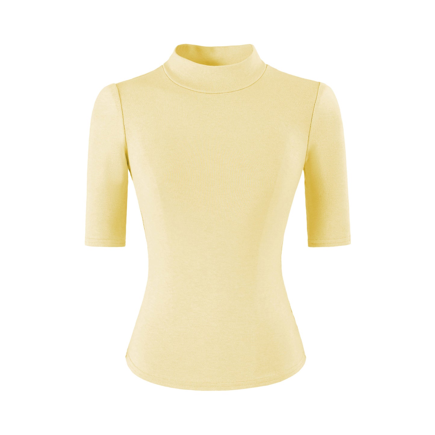 Black high neck slim fit T-shirt close-up detail showing fabric texture and neckline | TeenStylo