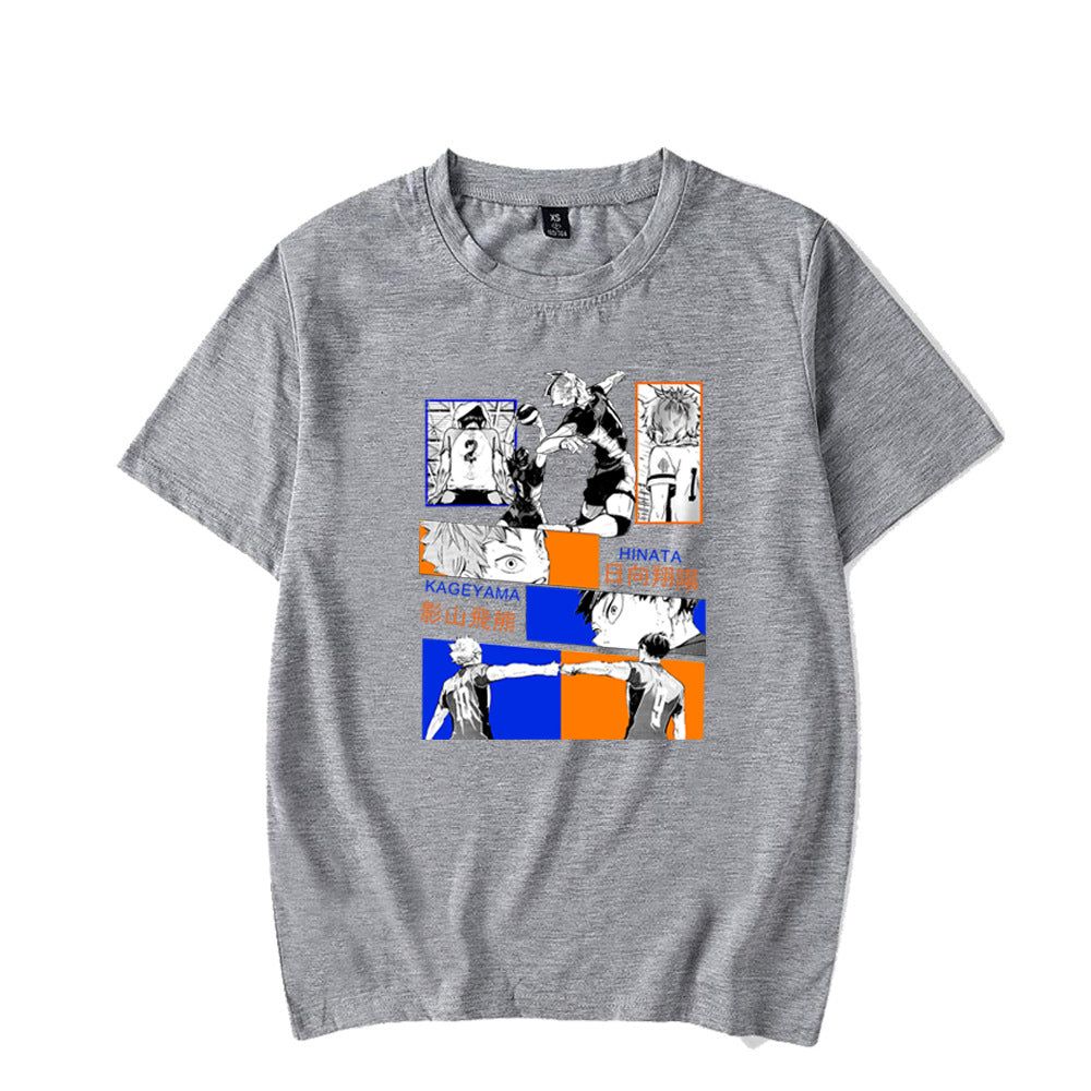 Gray Haikyuu printed unisex short sleeve streetwear T-shirt lifestyle shot TeenStylo