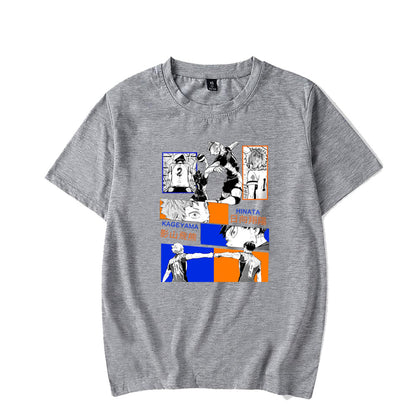 Gray Haikyuu printed unisex short sleeve streetwear T-shirt lifestyle shot TeenStylo