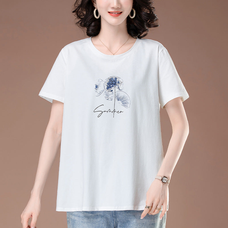White unisex round neck short sleeve t-shirt women lifestyle shot TeenStylo