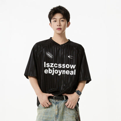 Black V-neck ice silk sports jersey tee men's cool touch streetwear lifestyle style at TeenStylo