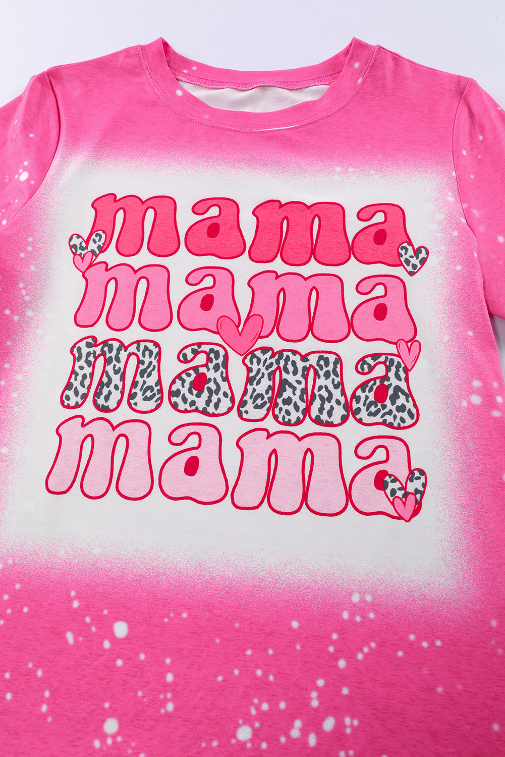 Rose tie dye graphic letter print top with mama slogan detail in pink tones, lifestyle shot - TeenStylo