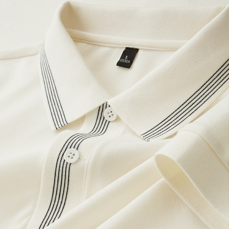 Midnight blue men's polo shirt close-up detail stitching fabric texture streetwear style TeenStylo
