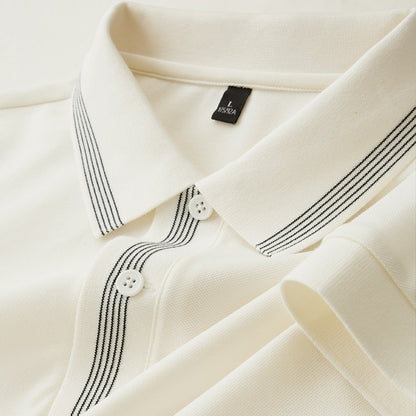 Midnight blue men's polo shirt close-up detail stitching fabric texture streetwear style TeenStylo