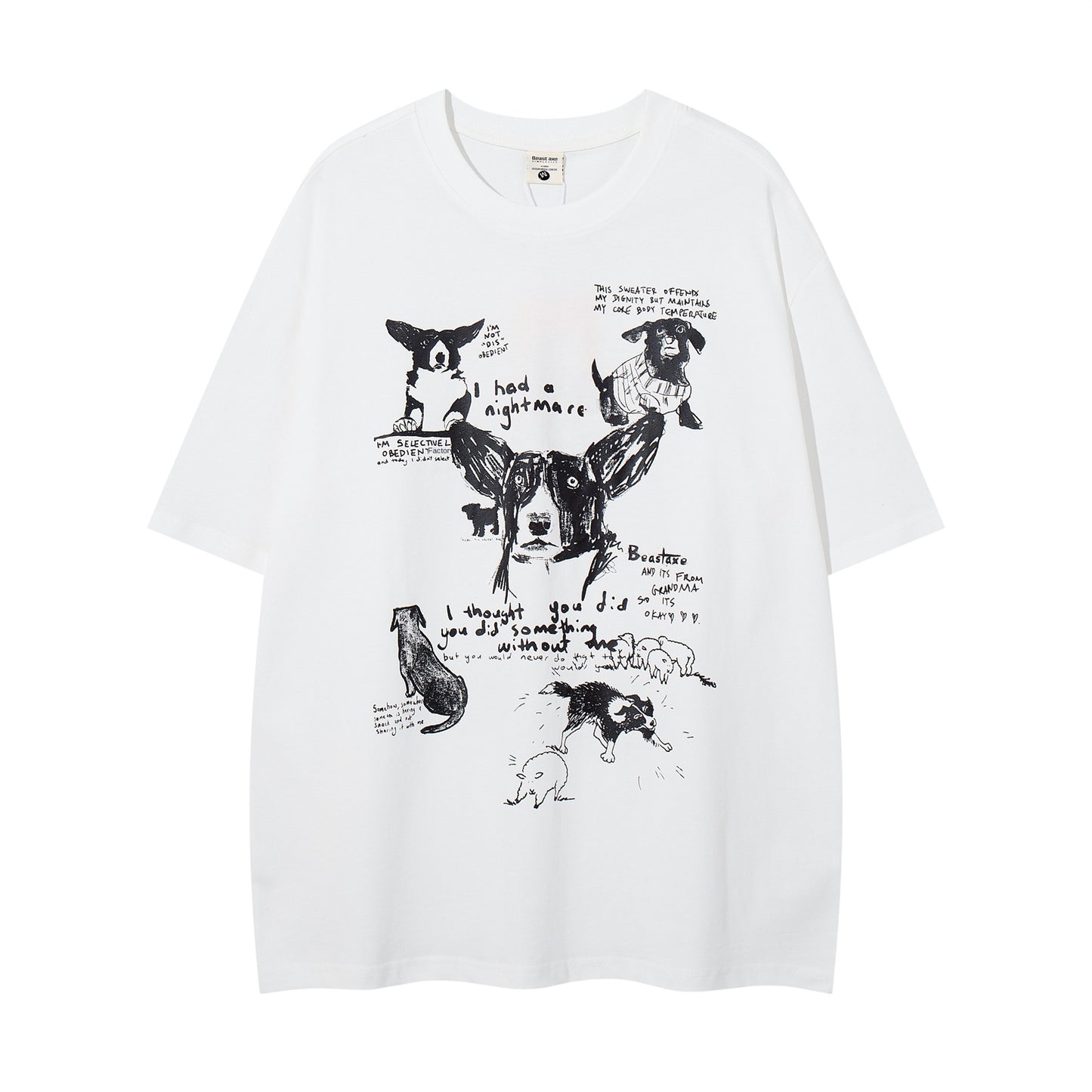 Black letter print pure cotton short sleeve t-shirt mens streetwear front view TeenStylo