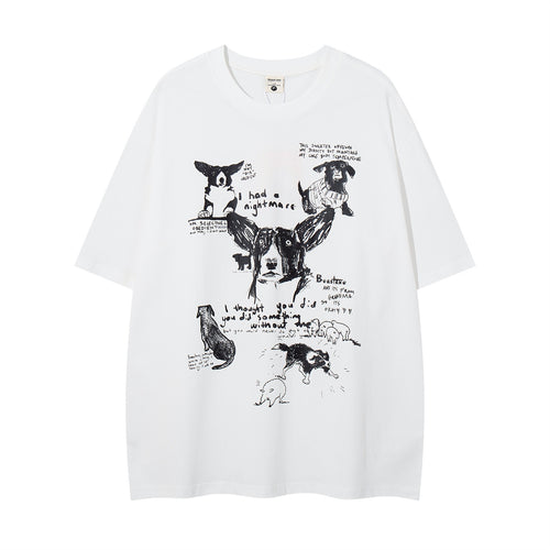 Black letter print pure cotton short sleeve t-shirt mens streetwear front view TeenStylo