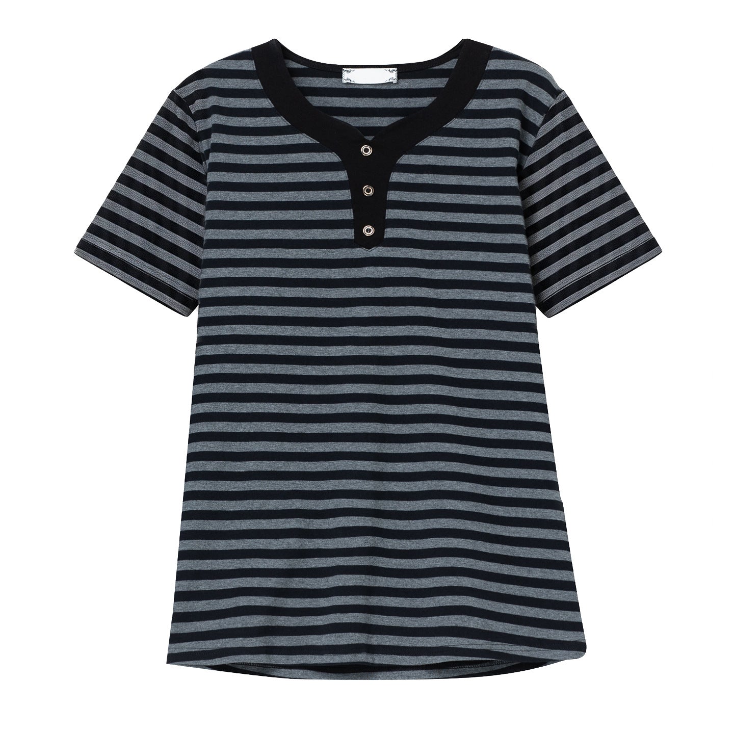 Floral gray stripe short sleeve t-shirt unisex front view Y2K streetwear style TeenStylo