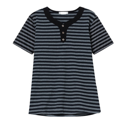 Floral gray stripe short sleeve t-shirt unisex front view Y2K streetwear style TeenStylo