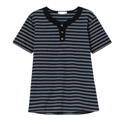 Floral gray stripe short sleeve t-shirt unisex front view Y2K streetwear style TeenStylo