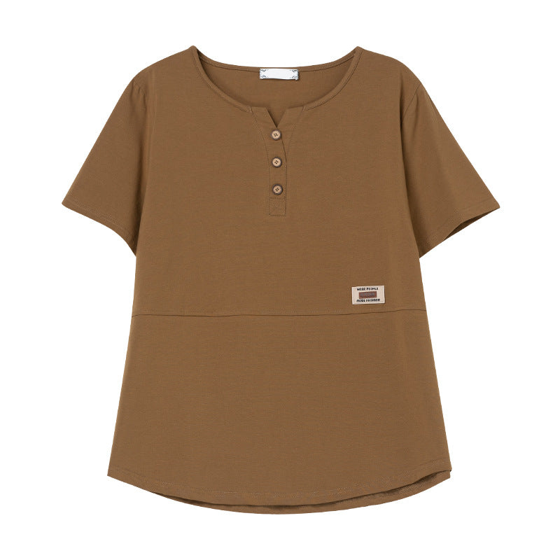 Moss green loose short sleeve women's T-shirt front view - Y2K streetwear style | TeenStylo