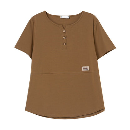 Moss green loose short sleeve women's T-shirt front view - Y2K streetwear style | TeenStylo