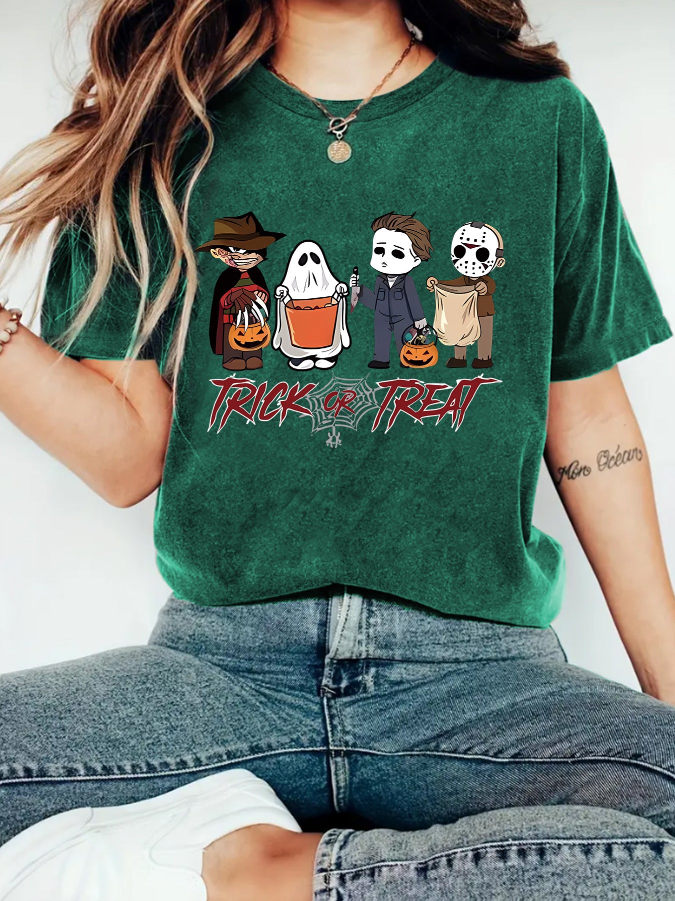 Meadow Green funny character print unisex short sleeve T-shirt lifestyle shot TeenStylo