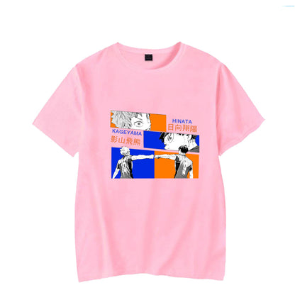 Haikyuu Unisex Black T-Shirt Baby Pink Print Short Sleeve Streetwear Lifestyle Style TeenStylo