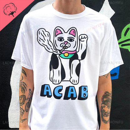 White unisex vintage cartoon saucer man graphic tee funny retro UFO streetwear T-shirt TeenStylo