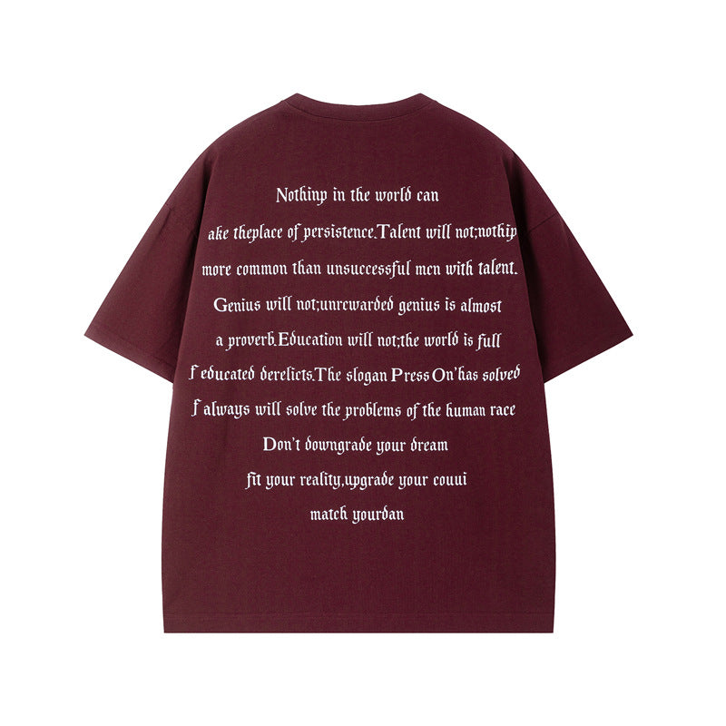 Gray blue heavyweight men's letter print round neck T-shirt streetwear style lifestyle shot | TeenStylo